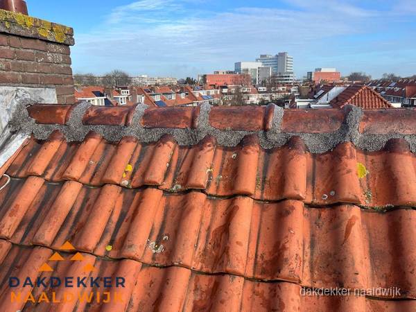 Pannendak met nokvorst en schoorsteen, dakrenovatie in Naaldwijk Pannendak met nokvorst en schoorsteen, dakrenovatie in Naaldwijk